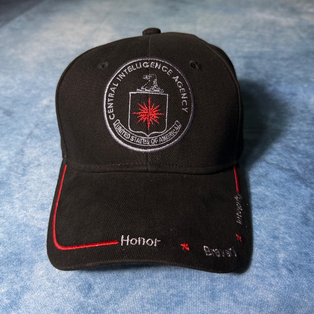 Y2K Streetwear CIA Central Intelligence Agency Black Embroidered Baseball Hat